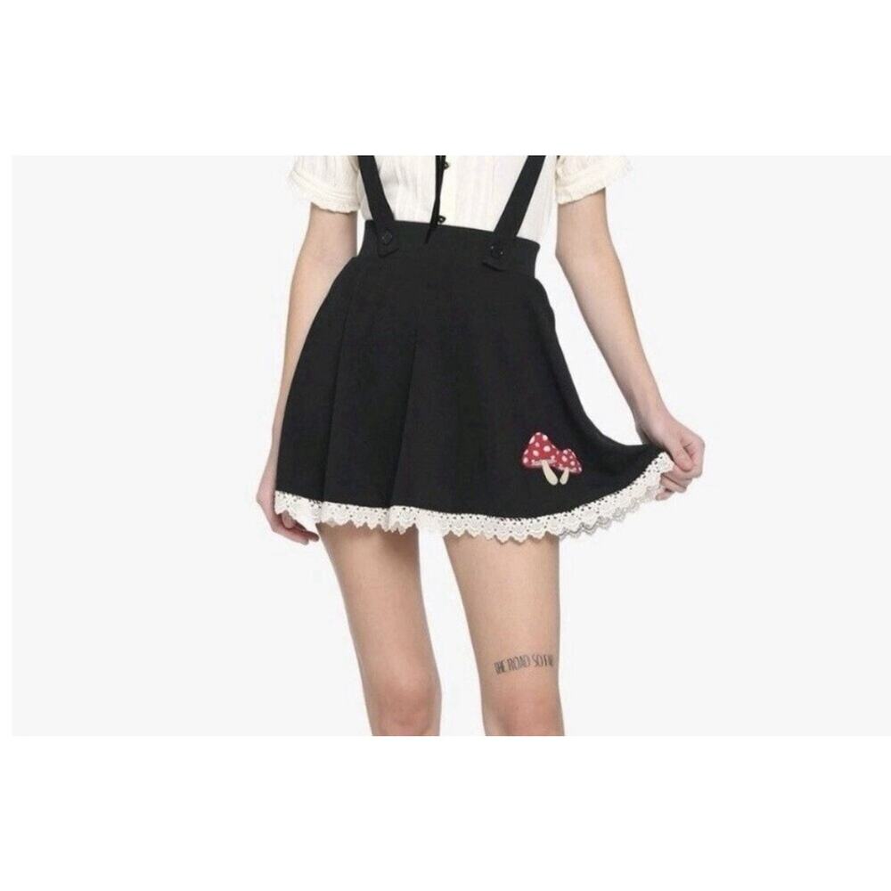 Midnight Hour Mushroom Patch Mini Skirt Lace Trim Sz S Suspenders Cosplay Fairy